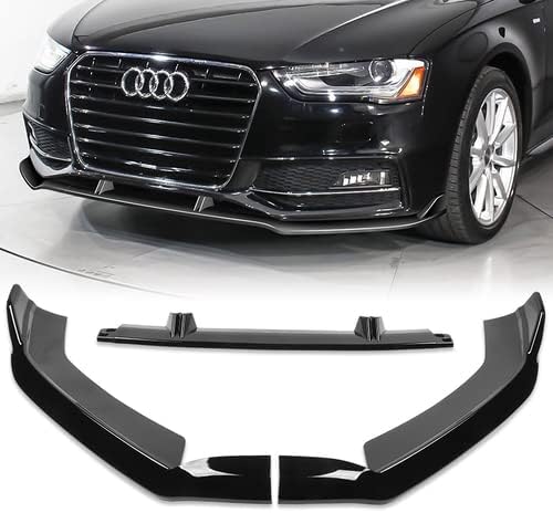 3 Pieces Front Bumper Lip Spoiler Splitter Side Body Kit Trim Protection Compatible with 2013-2016 Audi A4 Quattro S4, 2014 2015 (Painted Black)