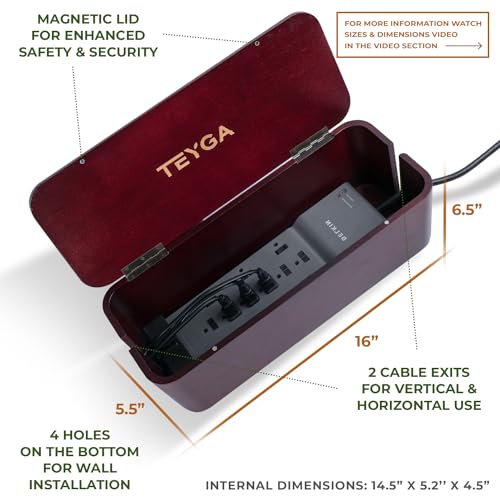 image for BamBox Premium by TEYGA - Indestructible Bamboo Cable Management Box -