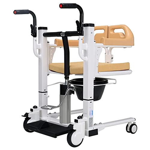 Hydraulischer Patienten Lift Rollstuhl Für Haushaltsübertragungslifter Badezimmer Rollstuhl Mit 180 ° Split -Sitz Und Kommode, Tragbarer Patienten Lifthilfe, Ganzkörperpatientenübertragungsheber Cover
