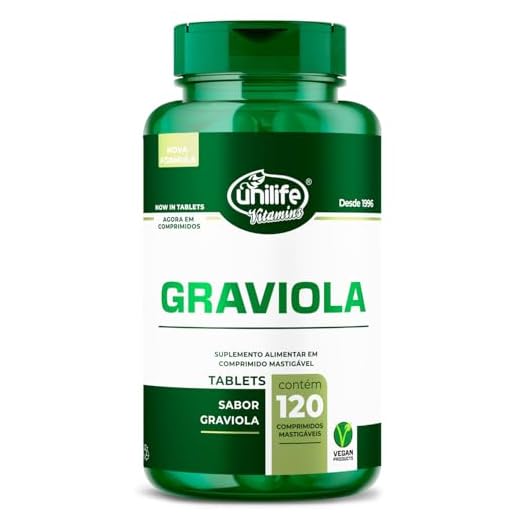 Graviola 1000mg Unilife 120 Tabletes Mastigáveis Selênio Vitamina E C B1 B2 B5 B6 - Sabor Graviola
