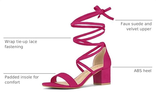 Allegra K Allegra K Women's Open Toe Lace Up Mid Chunky Heeled Sandals