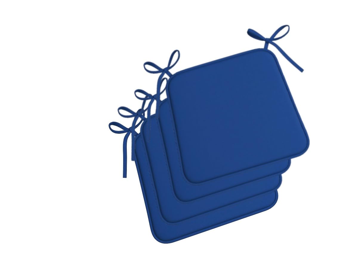 INSAFIANS Square Chair Seat Cushions with Ties 3cm Thick Soft Padded Chair Pads for Dining Kitchen Chairs Pack of 2,4,6 or 8 (Navy - Set of 4)