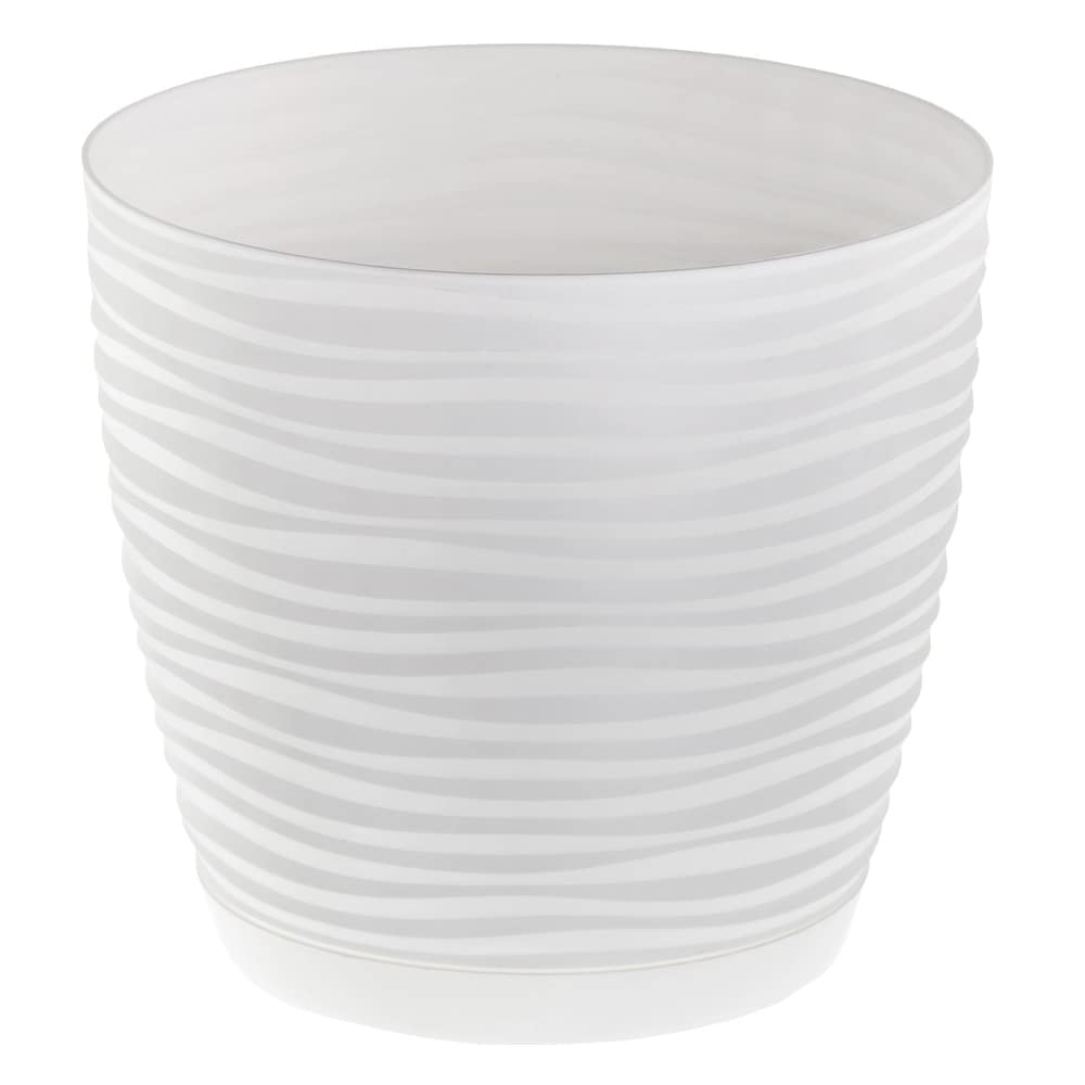 KORAD 3D Sahara Plant Pots with Matching Saucers. Decorative Planters with Drainage Holes for Indoor and Outdoor. Available in 7 Sizes and 8 Colours- (White, Ø11 cm(4.33 inches)