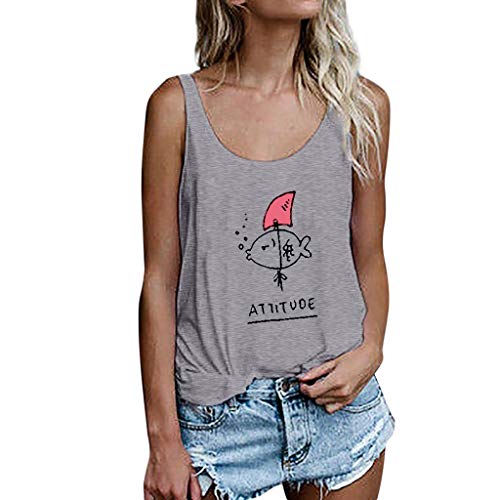 JiaMeng Carta de Chaleco sin Mangas Sueltos Crop Tops Tank Tops Blusa Tops Camiseta Mujer Manga Corta Linda T-Shirt Suelta Redondo