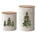 Paseo Road by HiEnd Accents Scenery Tree Canister Sets for Kitchen Counter, Set of 2 Kitchen Canisters for Countertop, Pine Tree Forest Print, Rustic Cabin Lodge Ceramic Food Storage Jars with Lids