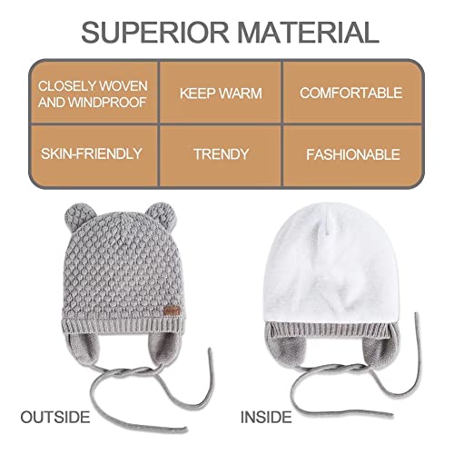Winter Beanie Hat For Baby Kids Toddler Infant Newborn, Earflap Cute Warm Fleece Lind Knit Cap For Boys Girls (Gray) #TOP2
