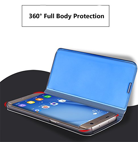 Galaxy Note 5 Case,Shinetop Smart Clear View Window Electroplate Plating Stand Pc Mirror Flip Folio Case Cover Ultra Slim Thin Full Body Protective Case For Samsung Galaxy Note 5 With Kickstand-Black #TOP3