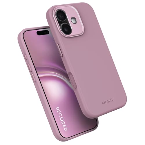 DECODED Coque pour iPhone 17, Silicone Liquide, Antimicrobien, Compatible avec MagSafe, Magnétique, Protection Caméra, Bouton Camera Control, Anti-Rayures, Rose