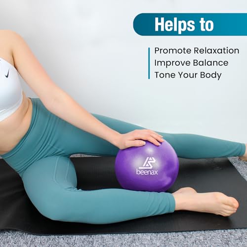 Beenax 23cm Soft Pilates Ball, Pump Included - 9 Inch Exercise, Mini Barre, Gym Ball - Yoga, Pilates, Core Training, Physical Therapy, Balance (Home, Gym, Office) - Image 5