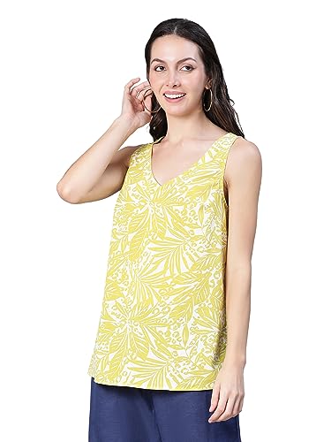 Image of oxolloxo Women Floral Print Sleevless Round Neck Top
