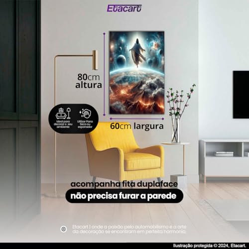 Quadro Decorativo 1pç 80x60 Jesus Cristo Planetas Quart Sala