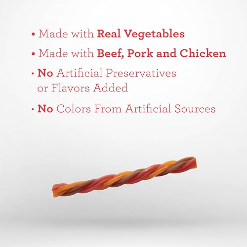 DreamBone Triple Flavor Twisties Dog Treats, Daily Rawhide-Free Chew, Digests Safely, with Real Protein, Beef, Pork, Chicken and Veggies, 25 Count - Image 4