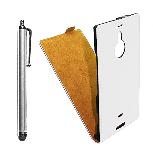 ebestStar - Cover Compatibile con Nokia Lumia 1520 Custodia Protezione Pelle PU Risvolto Verticale + Penna, Bianco