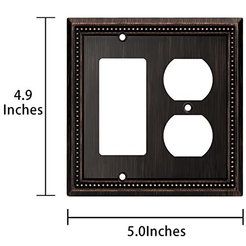 Image of Henne Bery Sunken Pearls Heavy Duty Decorative Wall Plate Switch Plate Outlet Cover (Decorator /Duplex, Aged Bronze)