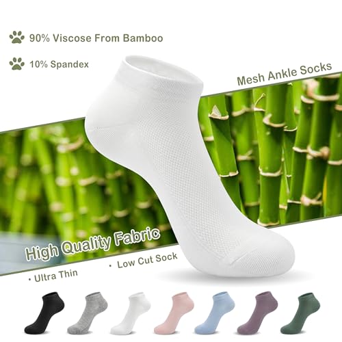 SERISIMPLE Ultra-Thin Comfort Viscose Bamboo Mesh Ankle Socks for Women -Breathable Lightweight Low-Cut Socks 5 Pairs4