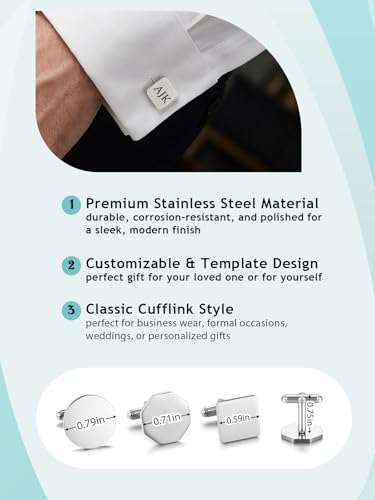 Gemelos personalizados para hombre PiercingJ con monograma miniatura 6