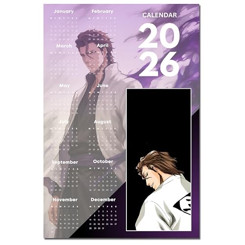 Image of 2026 Anime Calendar - Sosuke Aizen from Bleach | 12 inch x 18 inch size | Wall Decoration Aesthetic Calendars