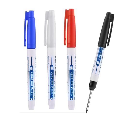 aqlbhz 4pcs Long Head Deep Hole Marker Pens Hole Marker Spray Pen Drill Hole Marker Extra Long Reach Waterproof Carpenter Ink Marker Pens Long Reach Pen