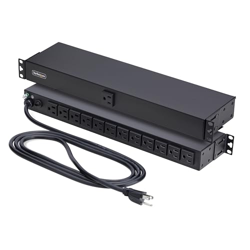 StarTech 13-Tomas PDU 1U, 1 frontal 12 traseras, 120V, TAA (1315B8H-RACK-PDU) miniatura 1