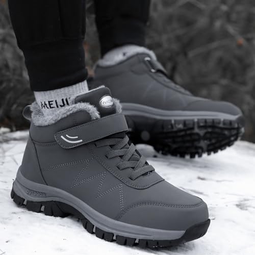 Winter Work Boots for Men,Casual Comfortable Fur Lined Winter Hiking Sneakers for Men,Lightweight Cold-Weather Warm Snow Boots for Men,Slip Resistant2