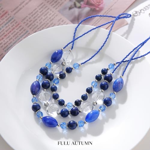 FULU AUTUMN Chunky Layered Beaded Necklaces for Women Multi Strand Statement Necklace Fashion Jewelry Birthday Gifts for Mom2