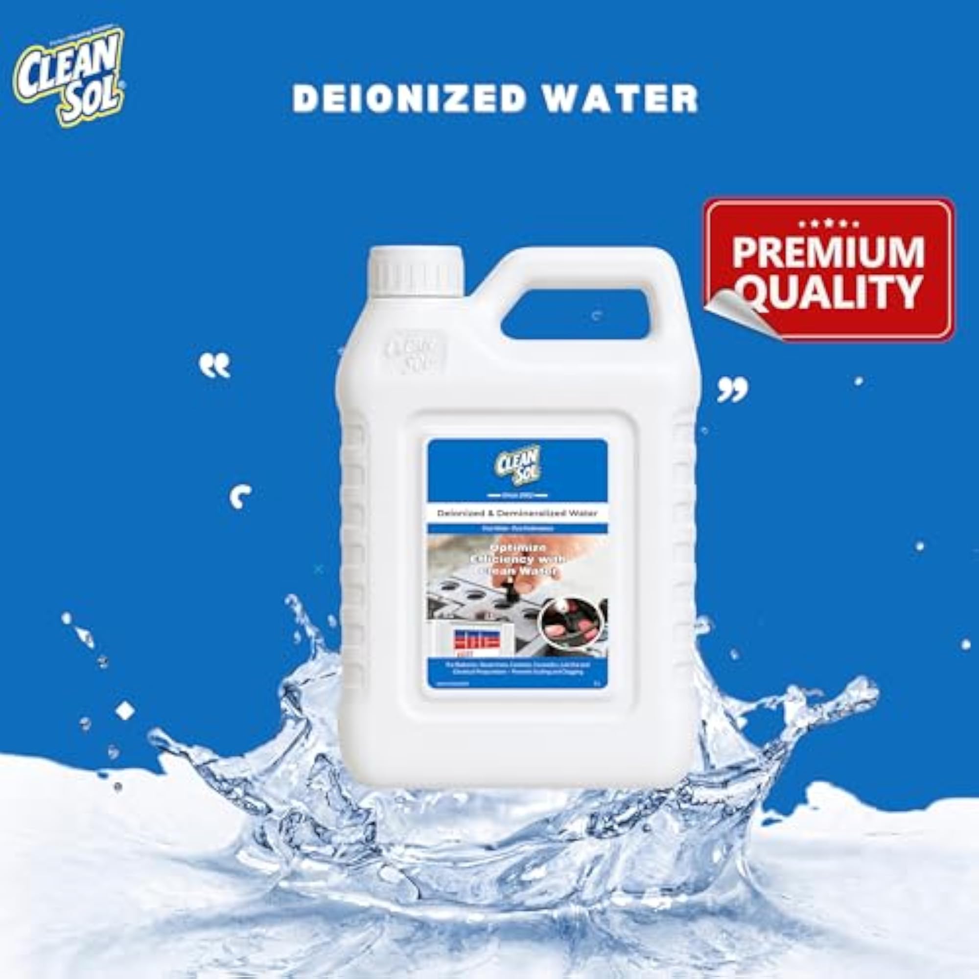 2 Litre Deionized Distilled Water for Battery & Lab Use