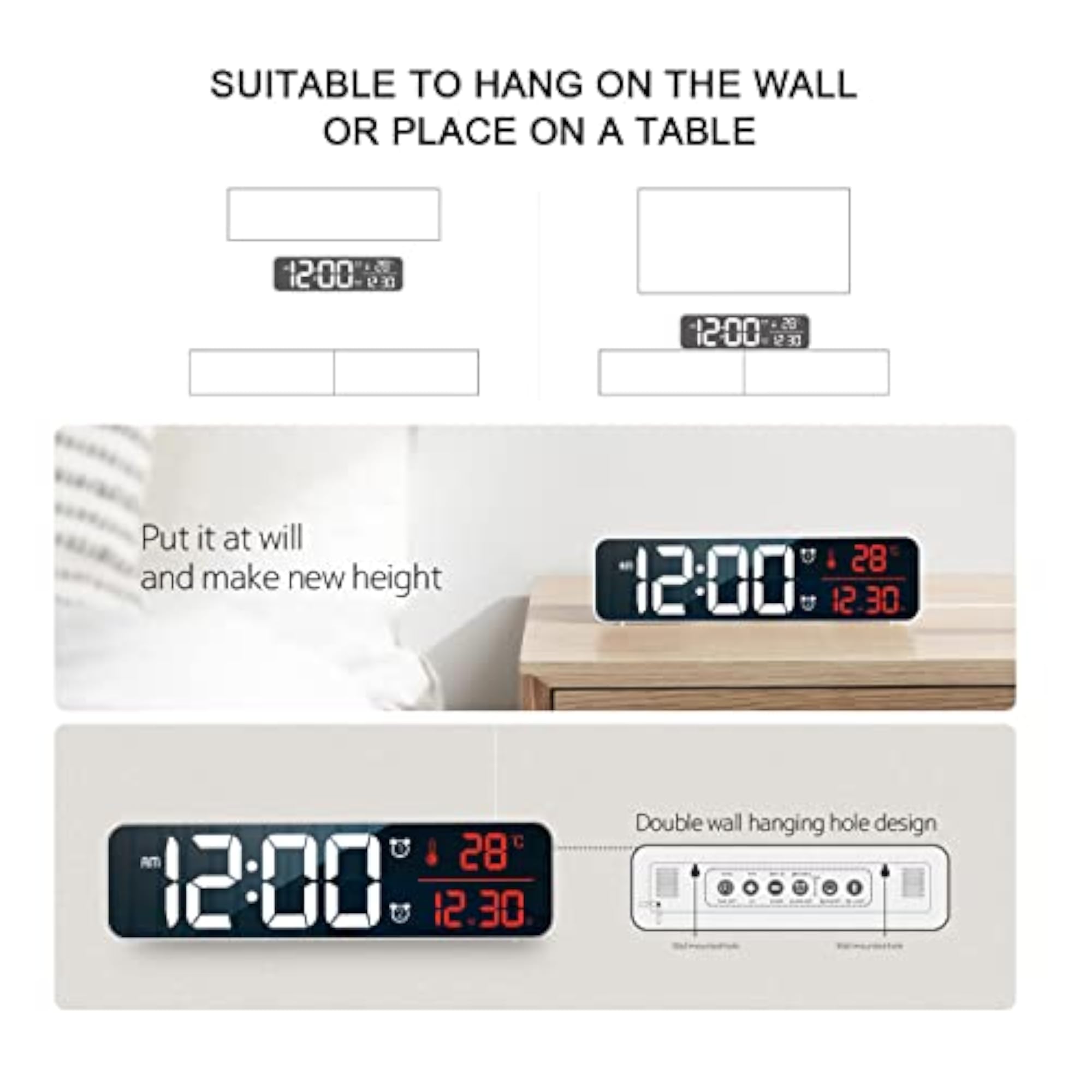Digital Clock with Large Display for Bedroom