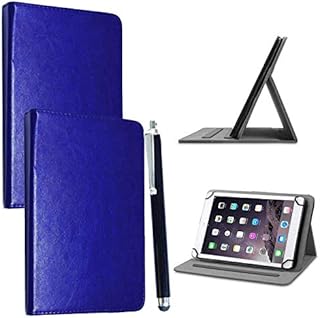 10inch Tablet Case Cover - Universal Leather Stand Case Folio Cover Magic Leather 360° Rotating Case Fits for ALL 10" Inch & 10.1" Inch Android Tablets tab + Stylus Pen (BLUE CASE COVER)
