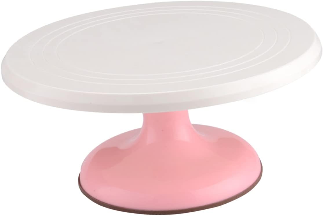 PRETYZOOM Round Cake Decorating Table Turntable DIY Cake Stand for Dessert Table Lid Handle
