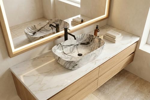 Image of Designer Ceramic Wash Basin For Bathroom | Over Counter Bathroom Basin | Counter Top Bathroom Sink | Wash Basin For Restaurant, Hotel (18 x13 x 5 Inch) (111)