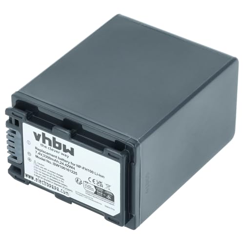 vhbw Batería reemplaza Sony NP FH50, NP FH100, NP FH70, NP FH40 para cámara de vídeo (3300 mAh, 7,4 V, Li Ion) con Chip