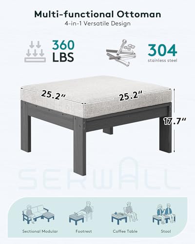 Image of SERWALL HDPE Outdoor Ottoman with Cushions