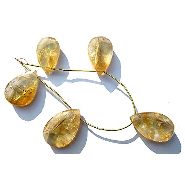 BONLISONS Perles en vrac de qualité C en Forme de poire Semi-précieuse en Citrine naturelle pour la Fabrication de Bijoux | Collections de perles Semi-précieuses | Perles de Citrine
