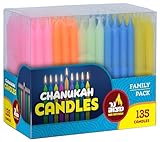 Ner Mitzvah Colorful Chanukah Candles - 135 Count Bulk Family Pack - Standard Size Candle Fits Most Menorahs - Premium Quality - Assorted Colors