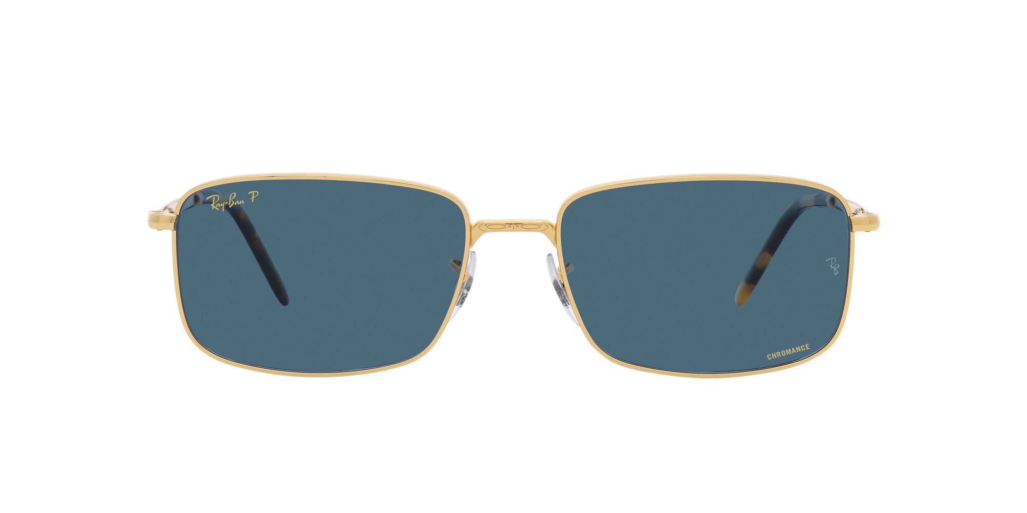 Ray-Ban RB3717 Rectangular Sunglasses, Legend Gold/Polarized Blue