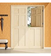 60"(Double 30") x 80" Dutch Door Slab,1.75-inch Solid Pine Wood Front Entry Interior Design,6 Lit...
