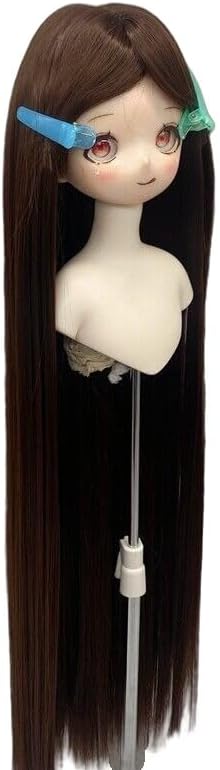 Doll's Long Wigs with Bangs for 1/3 1/4 1/6 BJD SD Doll Accessories Wig (Deep Brown,for 1/3 BJD Doll)