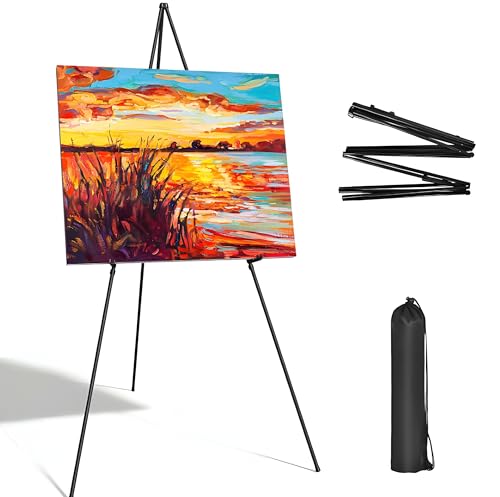 Grand chevalet noir 169 cm - Support télescopique facile à plier - Pour mariage, peinture et spectacle