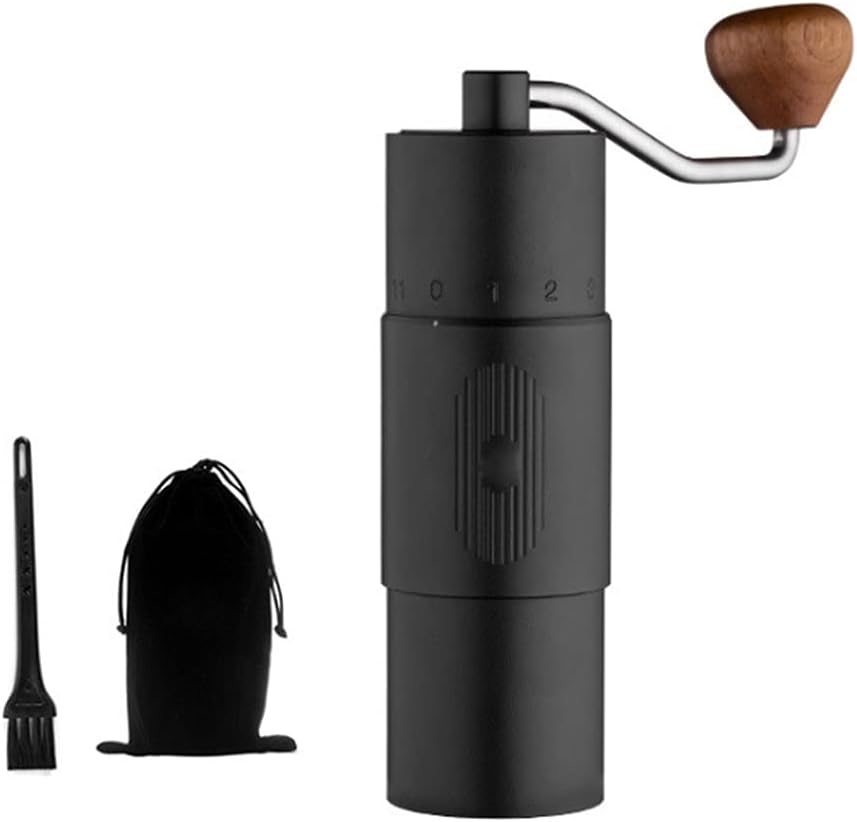 Coffee Machine Coffee Maker Portable Hand Crank Coffee Maker Coffee Bean Grinder with External Scale Hand Grinder 402 Stainless Steel (Black White) (Color : Black) (Black)