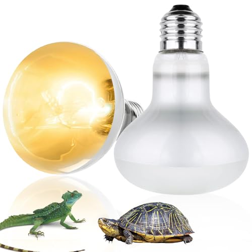 Lotvic 2 Pack 100W Reptile Heat Lamp, E27 Heat Lamp Bulb for Reptiles, Daylight Basking Spot Lamp, Tortoise Heat Lamp Bulb, Reptile Heating Bulb for Amphibian, Tortoise, Bearded Dragon (2 Pack 100W)
