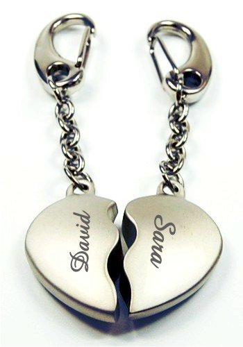 Schlüsselanhänger geteiltes Herz mit Gravur vorne und hinten Cover