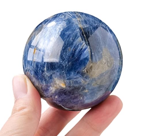 Boule de cristal de cyanite pour décoration de salon et minéraux de bureau zen
