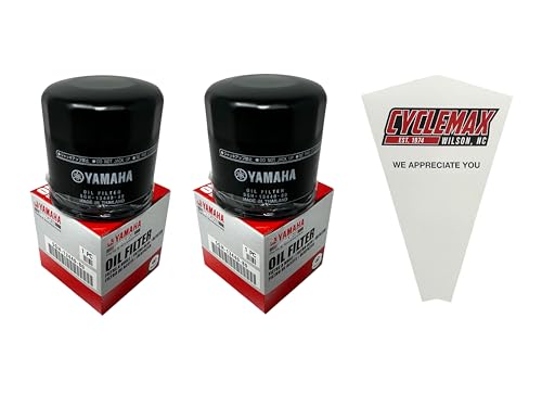 Cyclemax Two Pack compatible with Yamaha Oil Filter 5GH-13440-80-00 Contains Two Filters and a Funnel