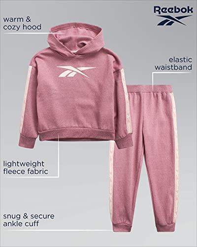 Reebok Girls' Sweatsuit Set - 2 Piece Fleece Hoodie and Jogger Sweatpants (Size: 2T-6X), Size 4, Ro