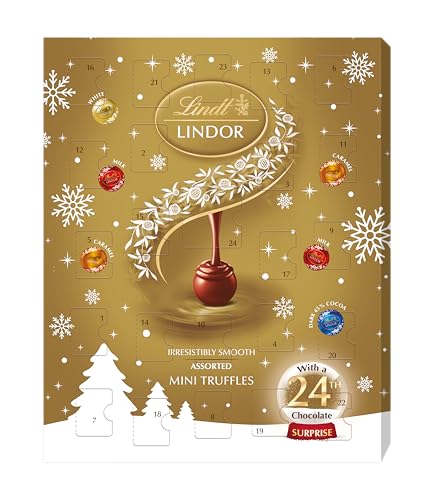 Lindt Lindor Assorted Mini Advent Calendar 2025 – 117g – 24 Mini Chocolate Truffles with a Smooth Melting Filling – Festive Countdown Gift for Him & Her
