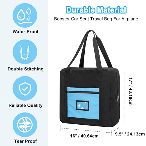 Image of Teamoy Infant Booster Seat Travel Bag for Airplane, Black | Booster Seat Bags with Handle, Compatible with Most Standard Boosters
