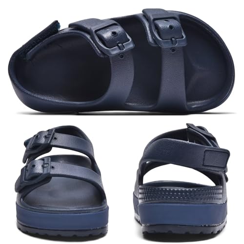 Toddler Boys Girls Double Buckle Sandals Open Toe Flat Slide Kids With Adjustable Back Strap Beach Slippers Children Beach Slippers Children