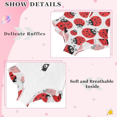Girls One Piece Swimsuits Long Sleeve Swimsuit Zipper Bathing Suits Ladybugs Insect Red4