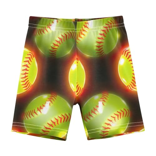 Joisal Glowing Neon Softball Bright Yellow Toddler Girls Biker Shorts Cotton Shorts for Under Dress Cute 4t Summer Clothes