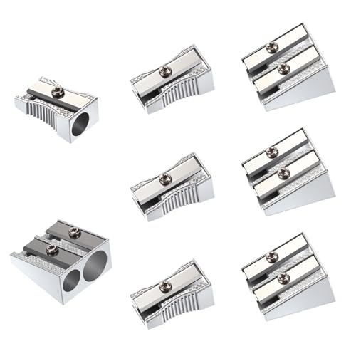 Sharpener, Single Hole & Double Hole Manual Makeup Pencil Sharpener For Colored Pencils Artist Sketching Pen Eyeliner Eyebrow Pencils Home School Office Use (sliver)